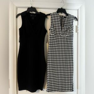 2 Kardashion Kollection Sleeveless Dresses XS Black White Houndstooth